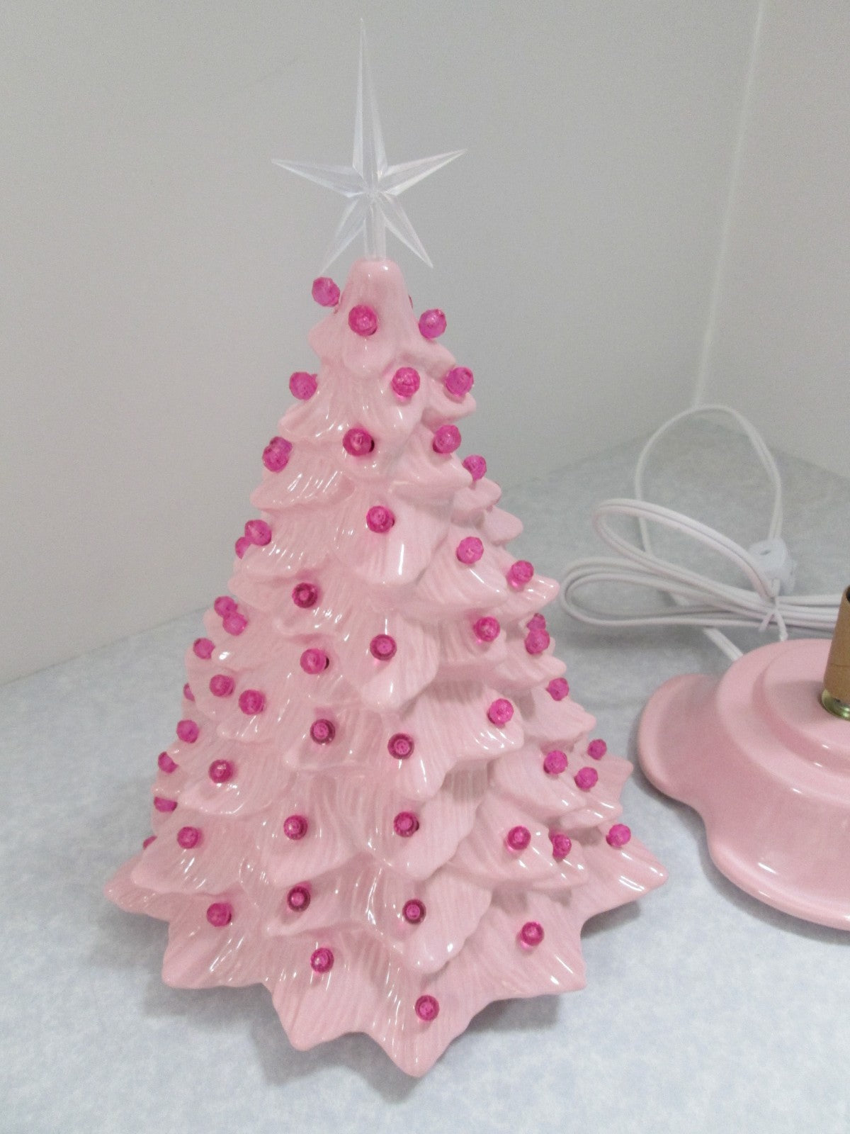 "Pink Glazed  Ceramic Christmas Tree"  ly Made/ Extra Lights 07FC0E-D4 - KOEEK