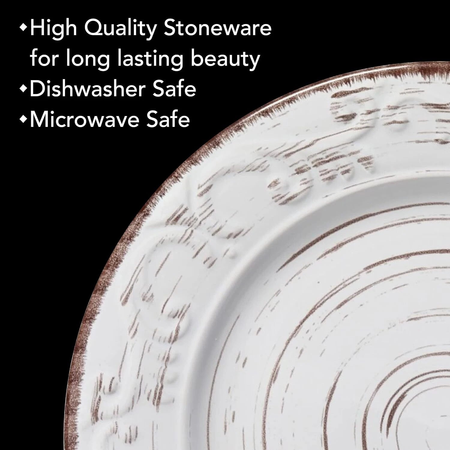 White 16-Piece Dinnerware Set, Serves 4, White Embossed 07FC0E-D4 - KOEEK