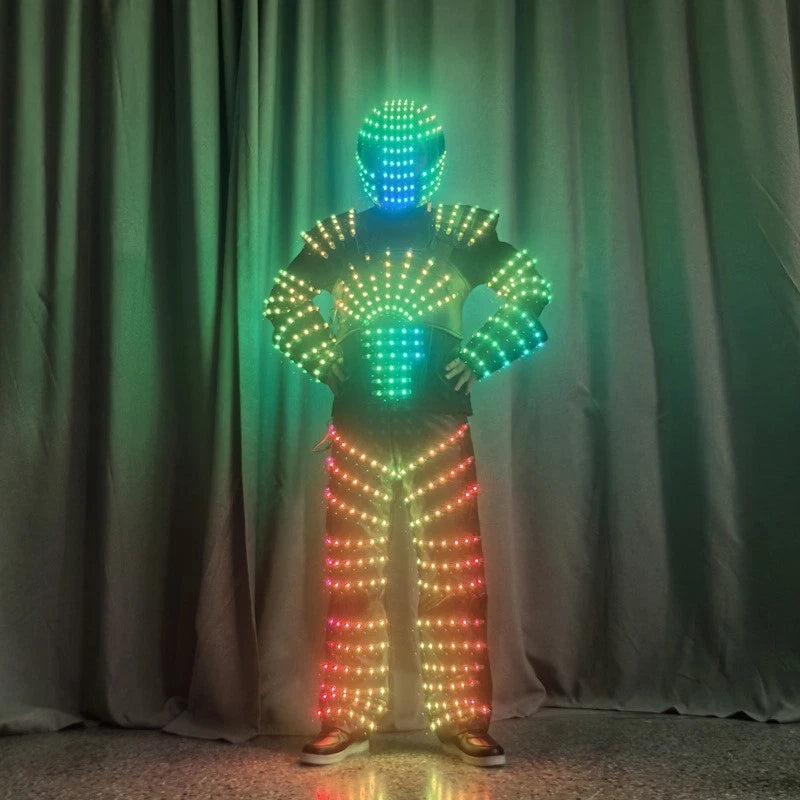 LED Robot 7 Colors Changing Luminous Armor Clothing Helmet Bar DJ Shows Costume 07FC0E-D4 - KOEEK