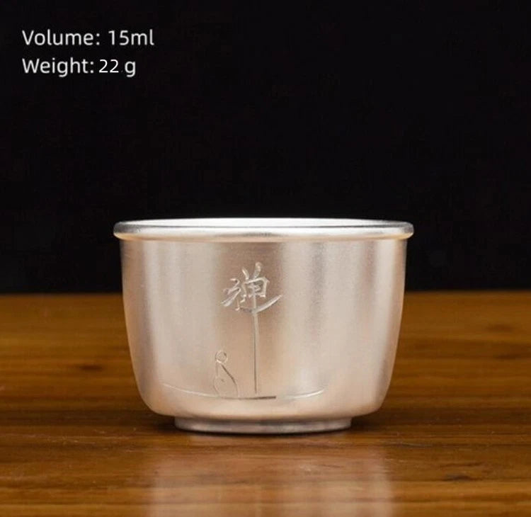Pure Silver Master Cup 999 Sterling Silver Marked Tea Cup Health Care Chinese 07FC0E-D4 - KOEEK