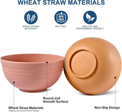 Unbreakable Wheat Straw Cereal Bowls Microwave &Dishwasher Safe Soup Salad Bowls 07FC0E-D4 - KOEEK