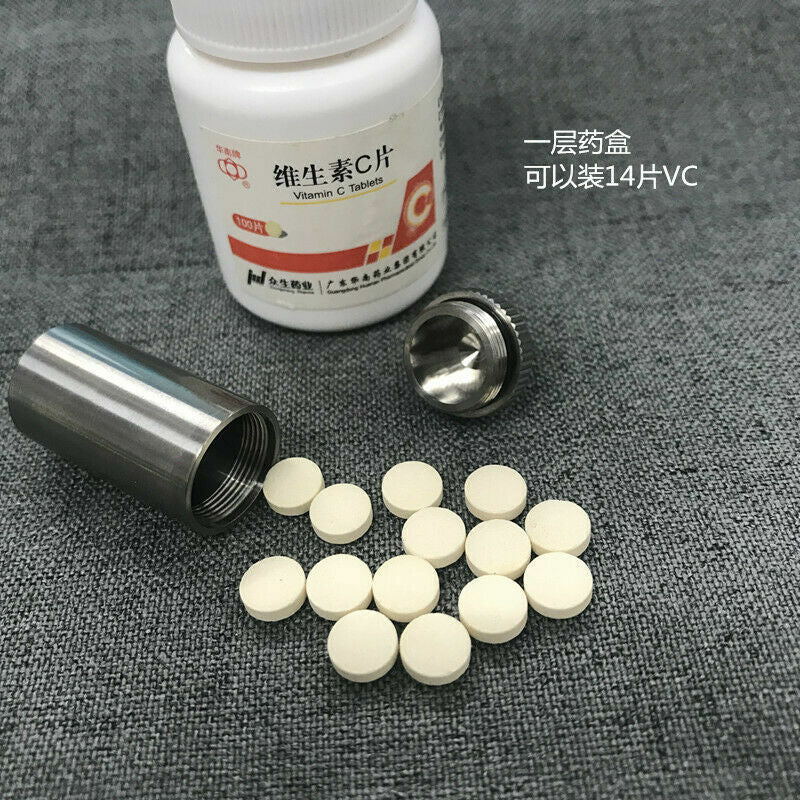 Titanium Waterproof Sealed Container Portable Pill Case EDC Medicine Box Pendant 07FC0E-D4 - KOEEK