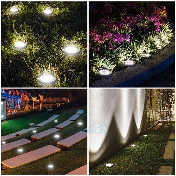 nye Solar I Ground Lights LED Outdoor Flat Begravet 8LED Light Lawn Pathway Garden