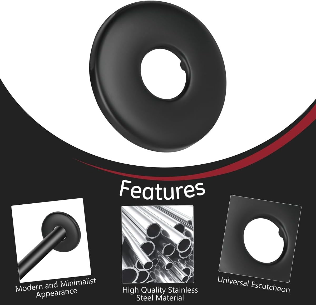 new 4 Pack Shower Arm Flange, Round Replacement Escutcheon Plate, 2.5 Black 07FC0E-D4 - KOEEK