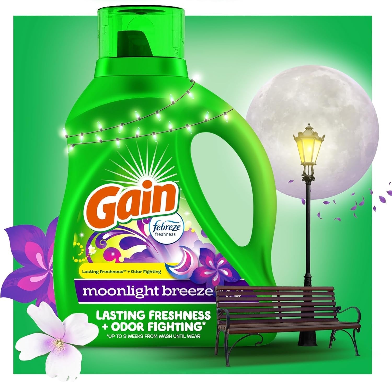 new Gain + Aroma Boost Liquid Laundry Detergent, Moonlight Breeze Scent, 61... GAIN - KOEEK