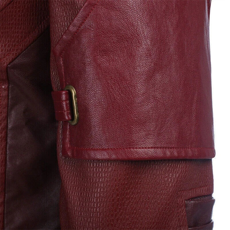 Guardians of the Galaxy 2 Star Lord Peter Quill Red PU Jacket Cosplay Costume 07FC0E-D4 - KOEEK