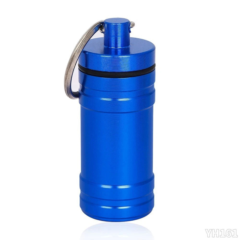 Premium Aluminum Waterproof Medication Pill Container Box Spoon With Keychain 07FC0E-D4 - KOEEK