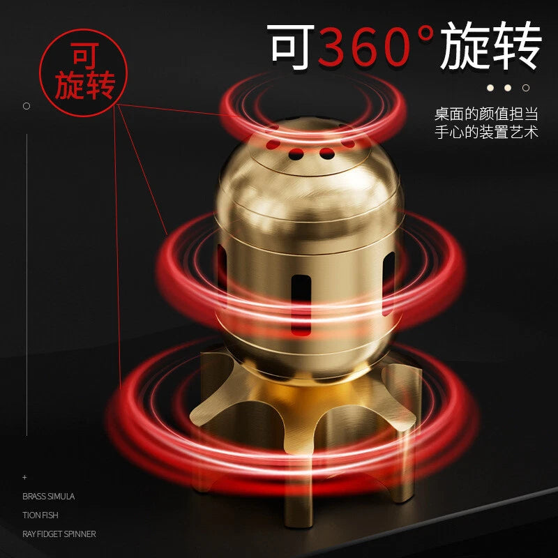 Brass Finger Spinner Hand Fidget Spinners Roler Haptic Bomb Home Decor Desk Toy 07FC0E-D4 - KOEEK