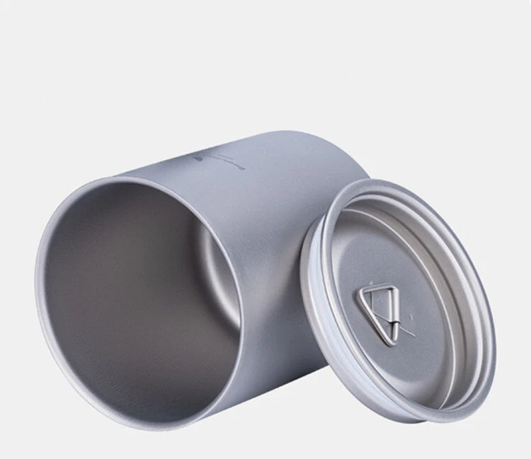 350ml Double Walled Titanium Tea Cup with Lid Outdoor Indoor Coffee Water Mug 07FC0E-D4 - KOEEK