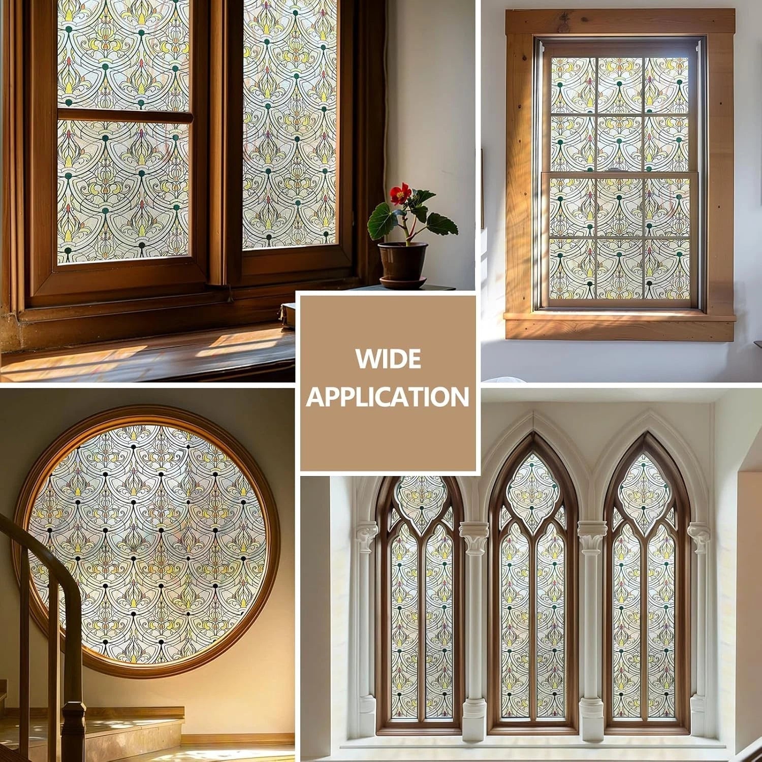 3D painted glass window film, dimensions: 17.5 inches × 47.24 inches 07FC0E-D4 - KOEEK