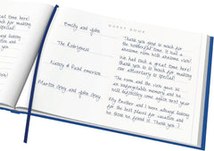 Classic black guest book, leather cover, 112 pages, 9 x 7 inches - Blue 07FC0E-D4 - KOEEK