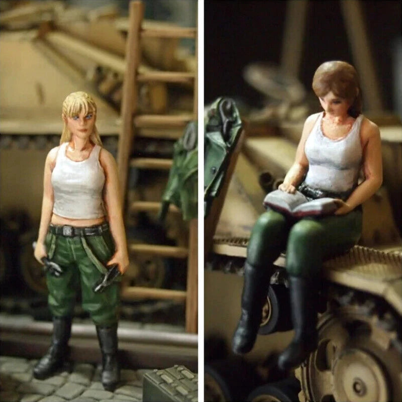 1/35 Resin Figure Model Kit Female Tank Repairer 2 Figures Unassembled Unpainted 07FC0E-D4 - KOEEK