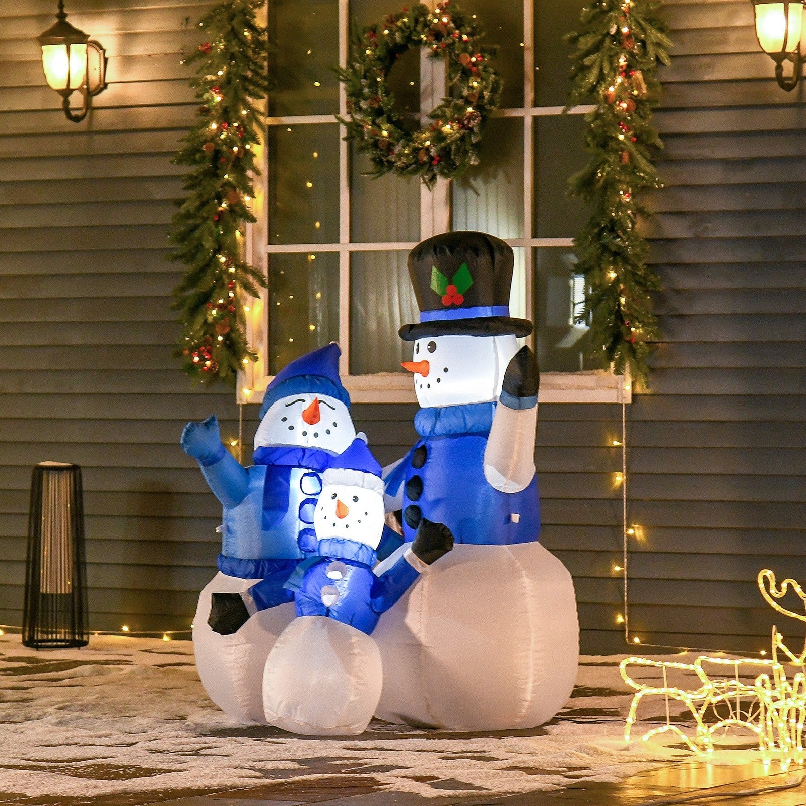 HOMCOM Inflatable Snowman Family Decoration w/ LED Lights Christmas Seasonal Fun HOMCOM - KOEEK