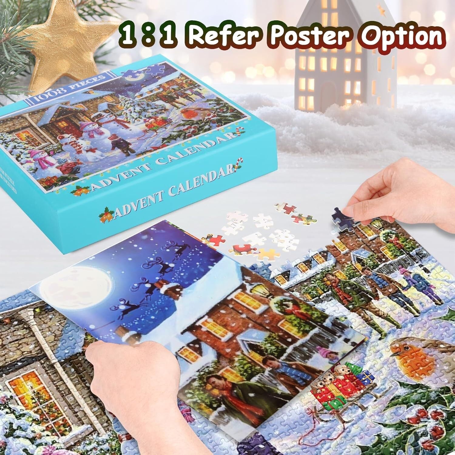new Advent Calendar 2024 Christmas Jigsaw Puzzles, Vivid Snowman