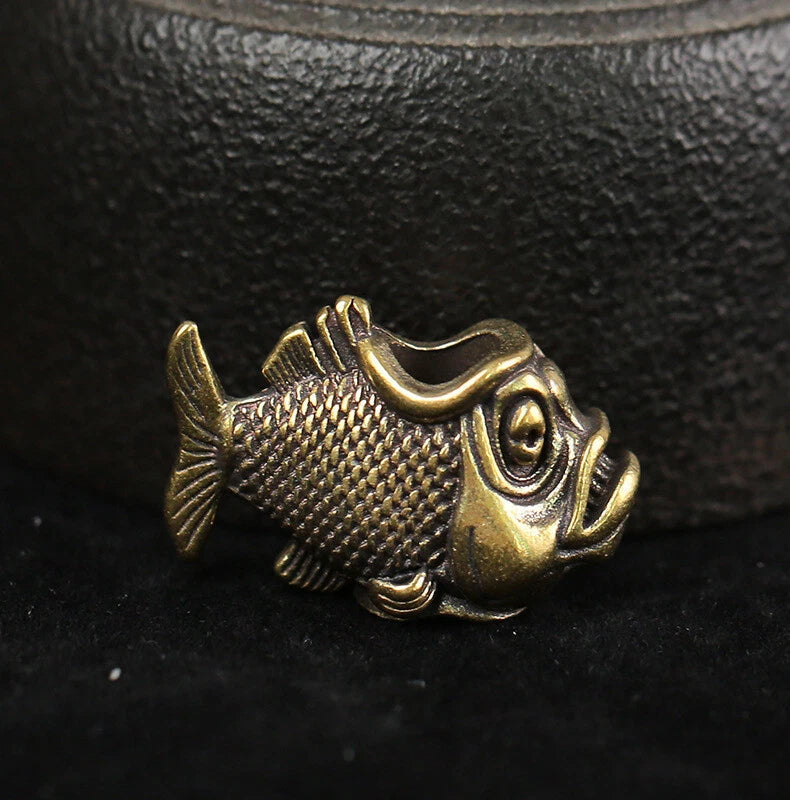 EDC Brass Fish Shape Lanyard Bead Knife Paracord Pendant Keychain DIY Beads Gift 07FC0E-D4 - KOEEK