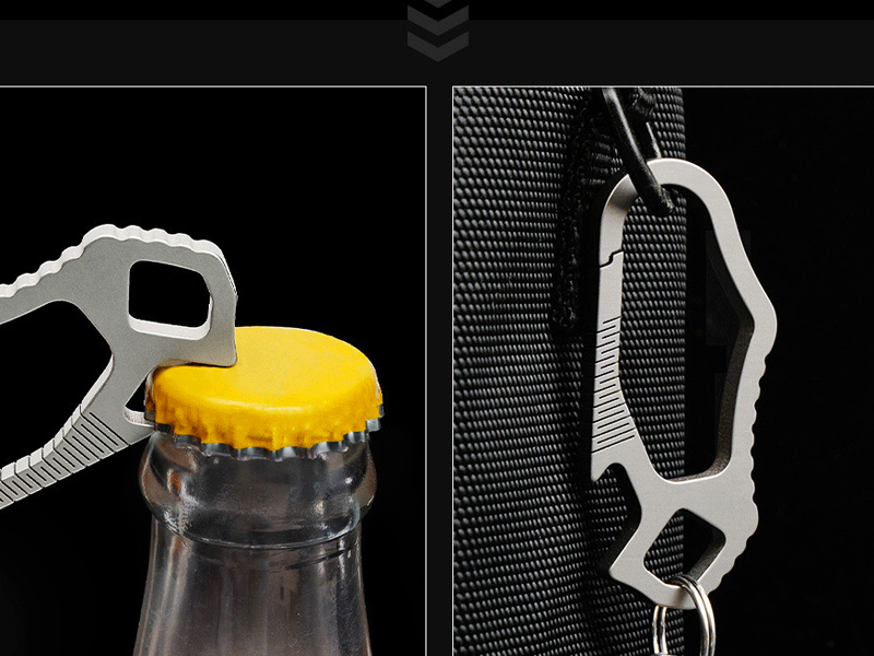 EDC Titanium CNC Belt Keychain Carabiner Strong Spring with Bottle Opener 07FC0E-D4 - KOEEK
