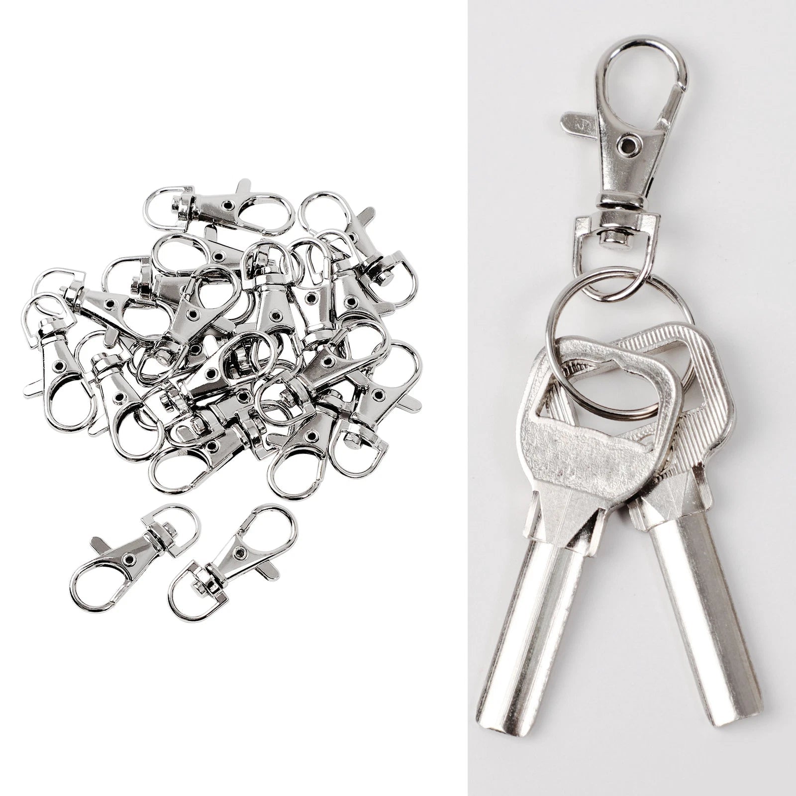 20pcs Metal Lobster Swivel Claw Clasp Hook Trigger Clip Buckle with Round D Ring 07FC0E-D4 - KOEEK