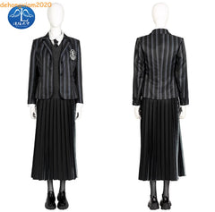 Tv Wednesday Addams Wednesday Cosplay School Uniform Suit Costumes Pleated Skirt 07FC0E-D4 - KOEEK