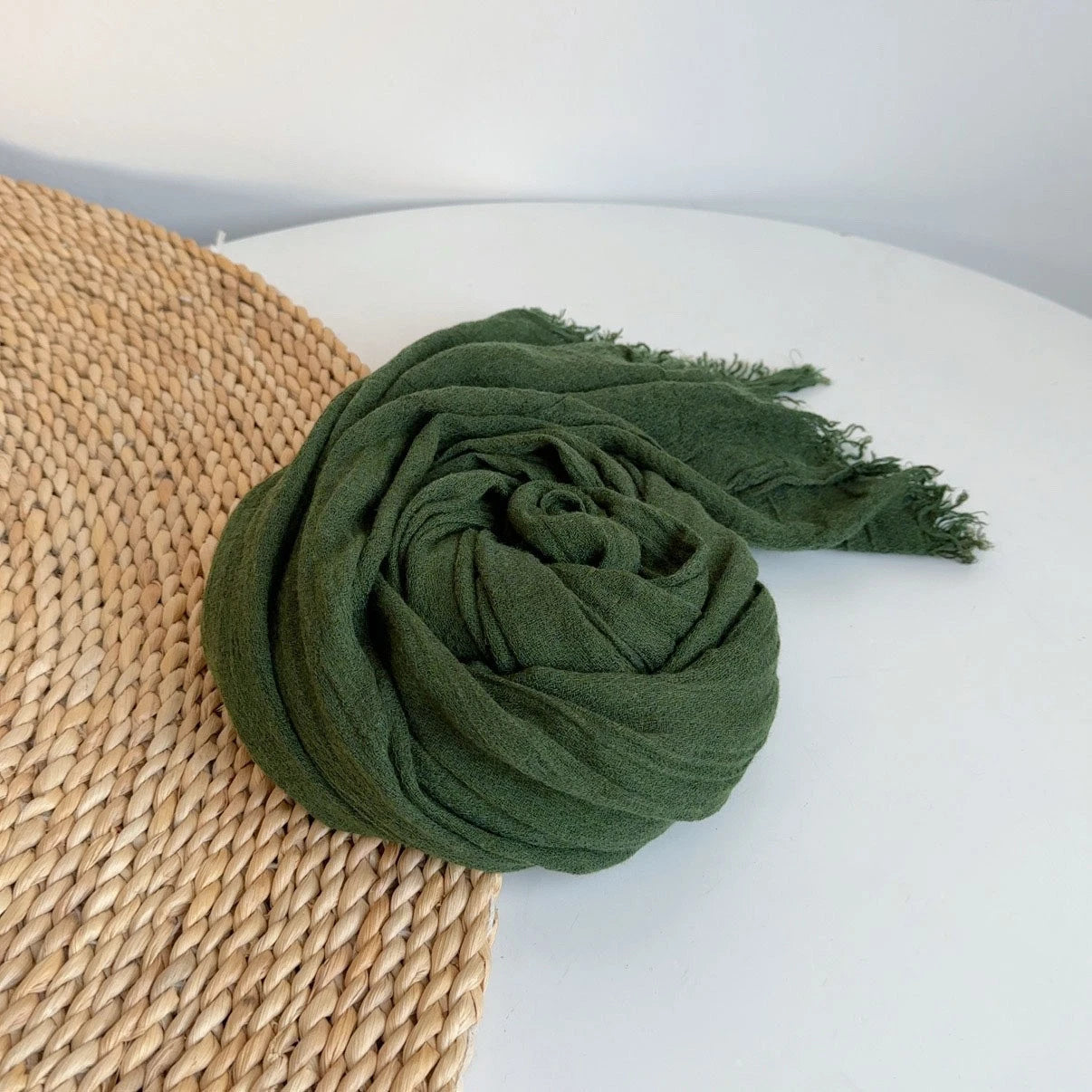 Mens  Wool Blend Soft Winter Warm Scarf Shawl Forest Green Bandana Neckerchief 07FC0E-D4 - KOEEK