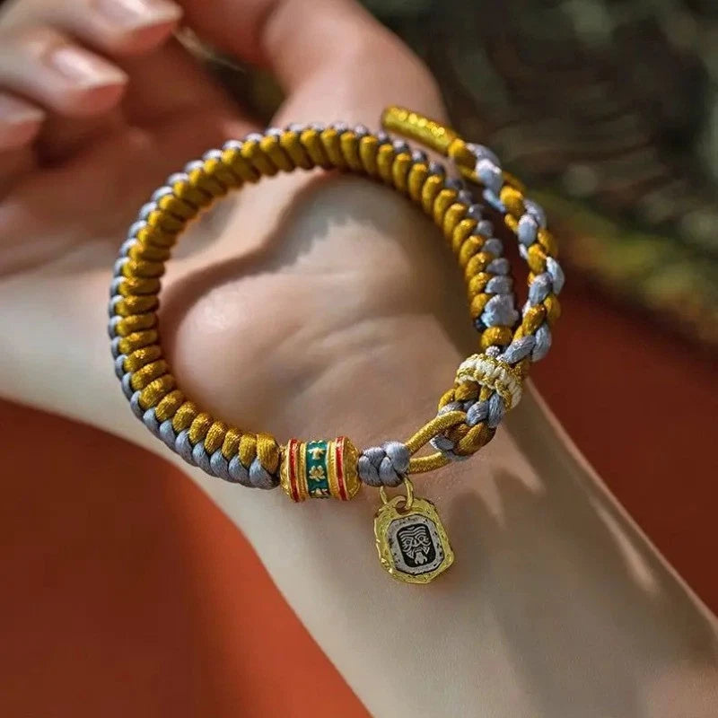 Tibetn Hand-woven Zakilam Bracelet Six Character Mantra Amulet HandString Bangle 07FC0E-D4 - KOEEK