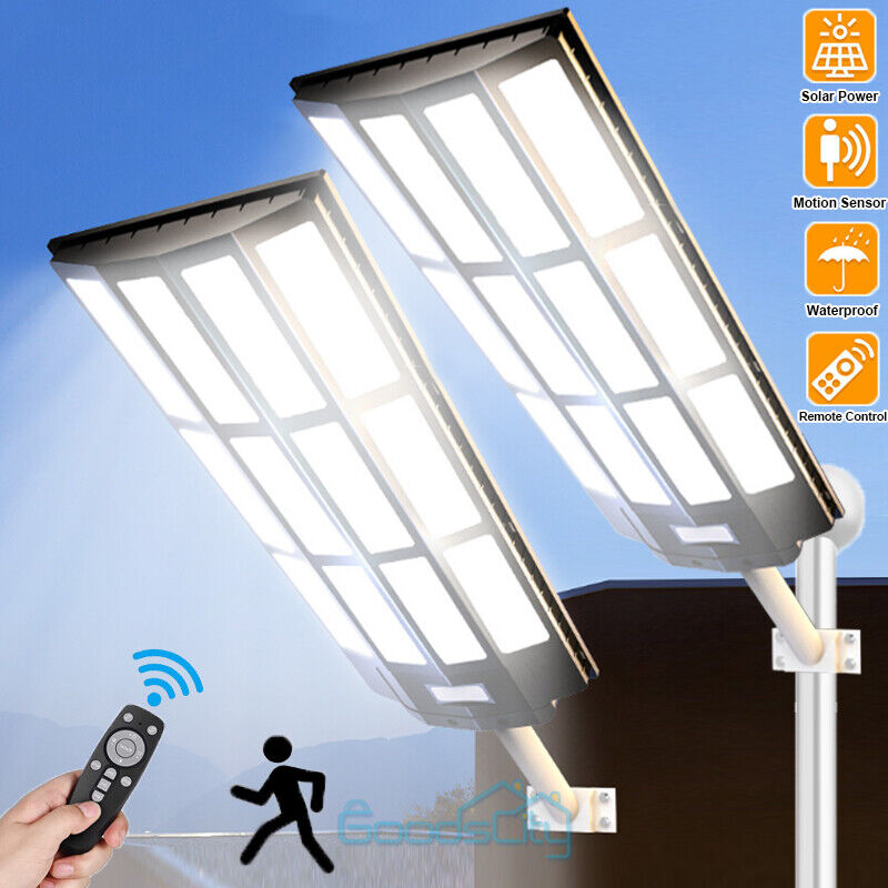 ny utendørs kommersiell 1500W LED Solar Street Light IP67 Dusk-to-Dawn veilampe + stang