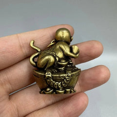 42mm Cute Chinese Brass Zodiac Animal Monkey Yuanbao Feng Shui Wealth Statue 07FC0E-D4 - KOEEK