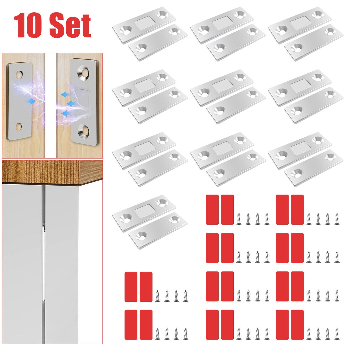 10 Sets Ultra-thin Invisible Magnetic Door Cabinet Stoppers Latches koeek - KOEEK