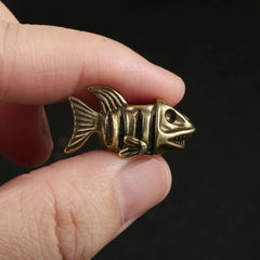EDC Brass Fish Shape Lanyard Bead Knife Paracord Pendant Keychain DIY Beads Gift 07FC0E-D4 - KOEEK