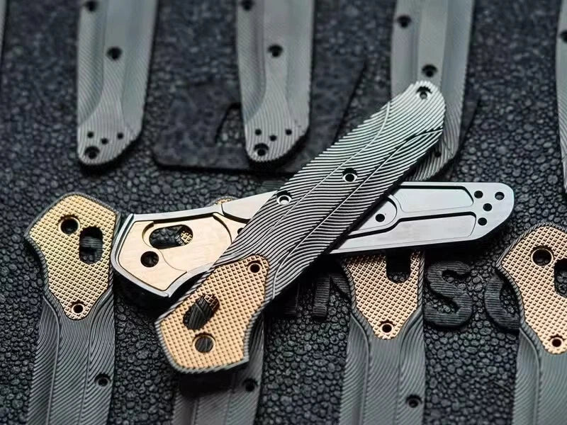 1 Pair Titanium Inlaid With Brass Handle Scales for Benchmade 940 Osborne Knives 07FC0E-D4 - KOEEK