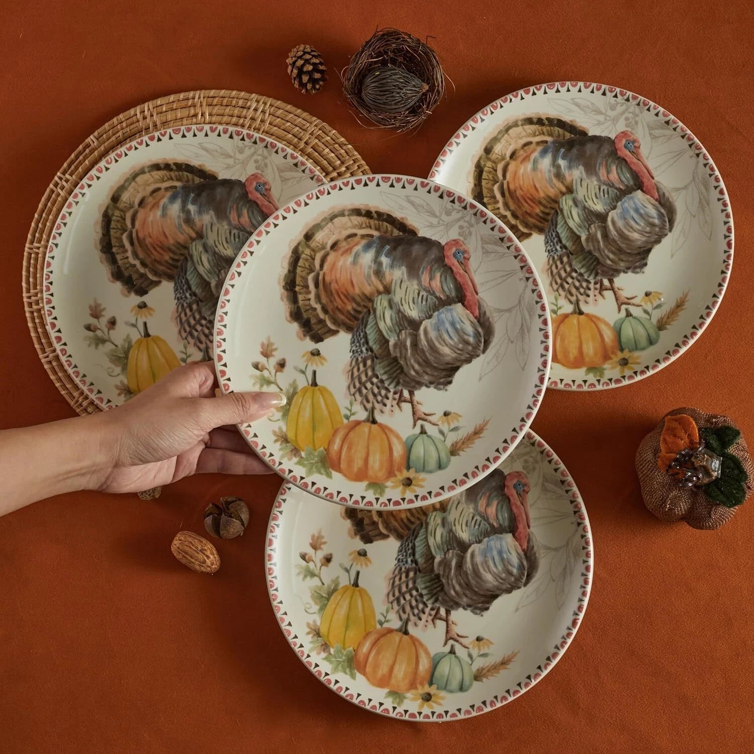 Ceramic Salad Plates, 8.75-Inch, Set of 4, Microwave and Dishwasher Safe 07FC0E-D4 - KOEEK