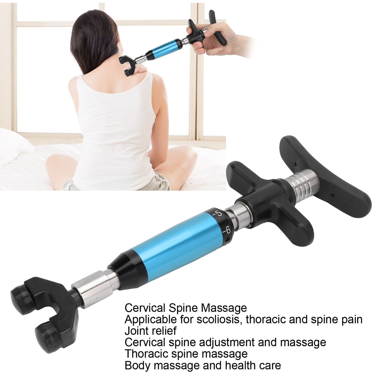 new Chiropractic Adjustment 6 Gears Strength Joint Spine Massager(Blue ) HGF koeek - KOEEK