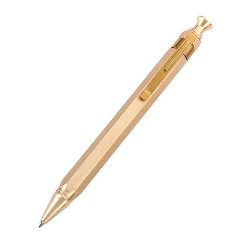 Hot EDC Handmade Brass Spring Retro Brass Pocket Pen Ball Point Pen P-22TP HANDMADE - KOEEK