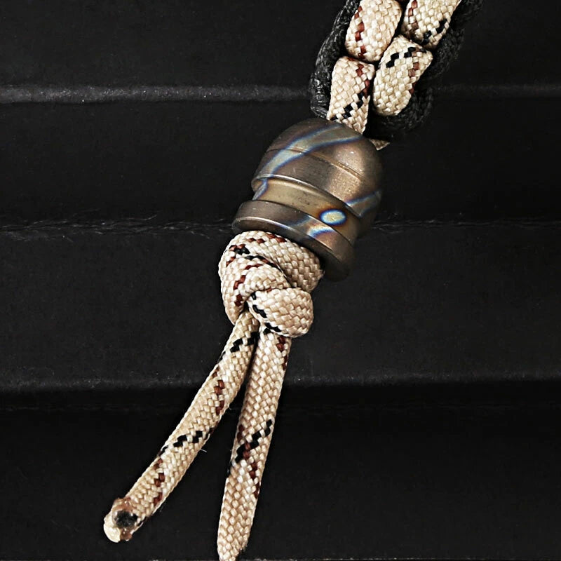 Outdoor Flame TC4 Titanium Ti Key Parachute Cord Bead Pendant Lanyard DZ-ZD9 EDC 07FC0E-D4 - KOEEK