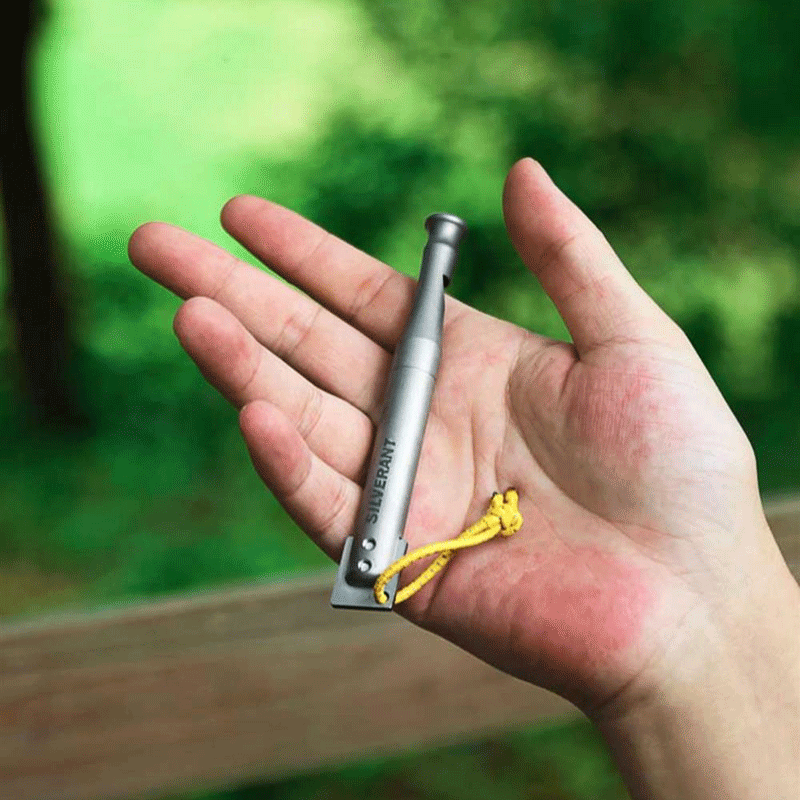 EDC Titanium Whistle Waterproof Flint Outdoor Camping survival Tool Keychain 07FC0E-D4 - KOEEK