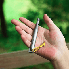 EDC Titanium Whistle Waterproof Flint Outdoor Camping survival Tool Keychain 07FC0E-D4 - KOEEK