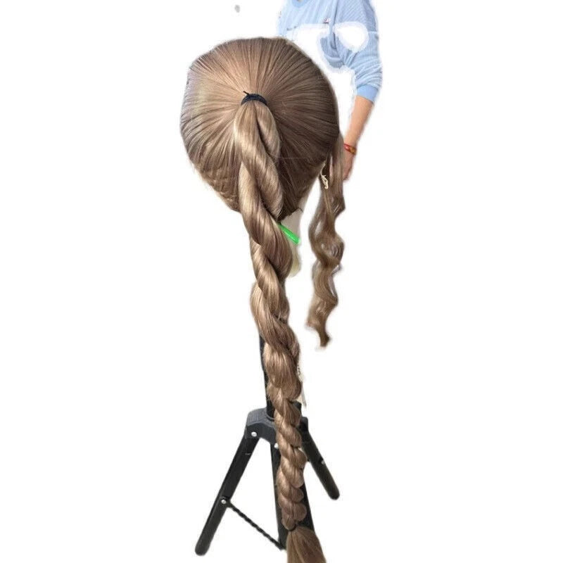 Final Fantasy 7 FF7 Aerith Zack Fair Cosplay Wig Handmade Unisex Long Hairpiece 07FC0E-D4 - KOEEK