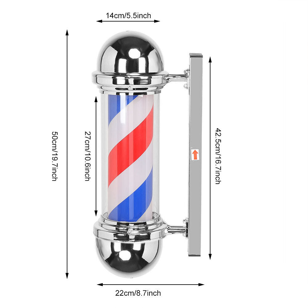 ny 50 cm Frisørstol stang Rød Hvit Blå Lys Stripe Frisørsalong Lys (EU Plugg)