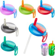 6 pack 6 color Soda Can Lids Straws, Reusable Silicone Straws Soda Can Covers 07FC0E-D4 - KOEEK