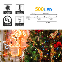 weillsnow 500 LED Multicolor Outdoor Christmas Lights 164Ft Plug in Waterproof 07FC0E-D4 - KOEEK