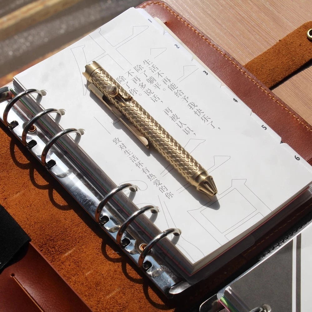 Brass Bolt Action Ballpoint Pen Signature Writing Pen with Fidget Spinner EDC 07FC0E-D4 - KOEEK