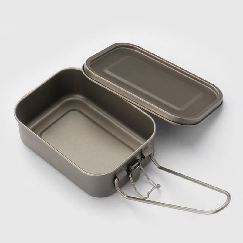 800ml Outdoor Survival Lightweight Pure Titanium Mess Tin Fast Cooking Mess Kit 07FC0E-D4 - KOEEK