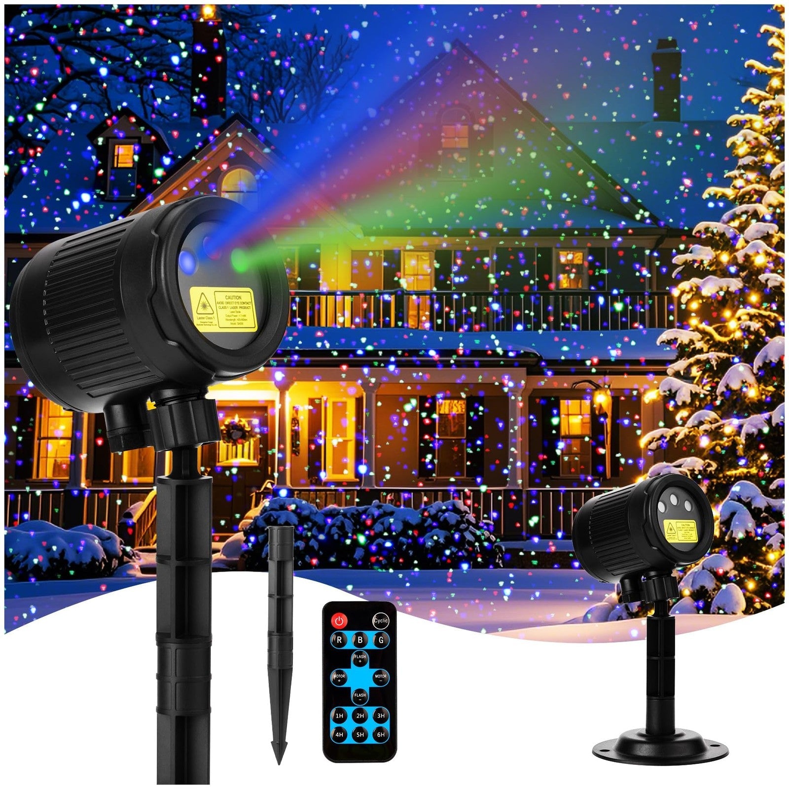 Laser Christmas Projector Lights Outdoor, Red Green Blue 3 Color Firefly Ligh... 07FC0E-D4 - KOEEK