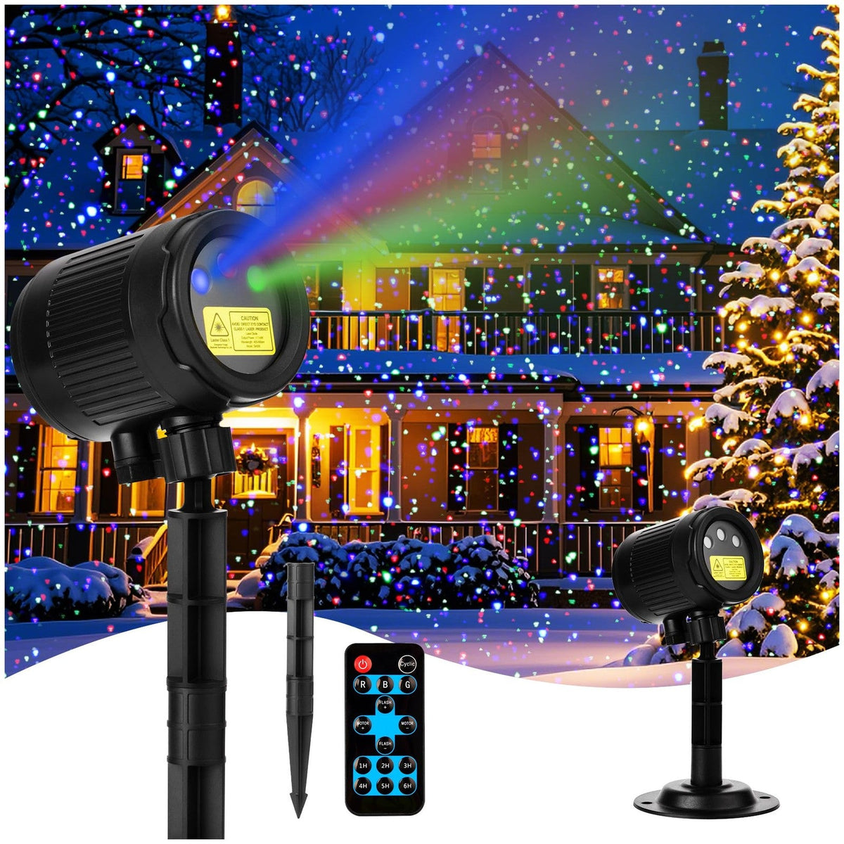 Laser Christmas Projector Lights Outdoor, Red Green Blue 3 Color Firefly Ligh... 07FC0E-D4 - KOEEK