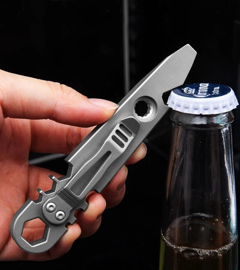 Titanium Alloy Pocket Pry Bar Ratchet Wheel Crowbar Outdoor Multi Tools EDC 07FC0E-D4 - KOEEK