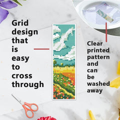 new INFUNLY 6pcs Scenery Cross Stitch Bookmark Kit DIY Beach Stamped blue INFUNLY - KOEEK