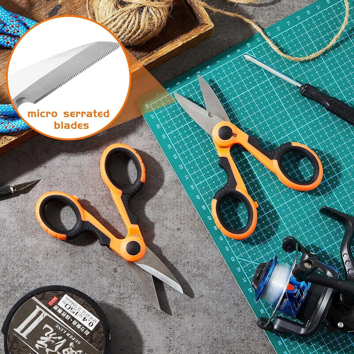 new Honoson 2 Pcs Fishing Scissors Braided Line Cutters Heavy Duty Orange HONOSON - KOEEK