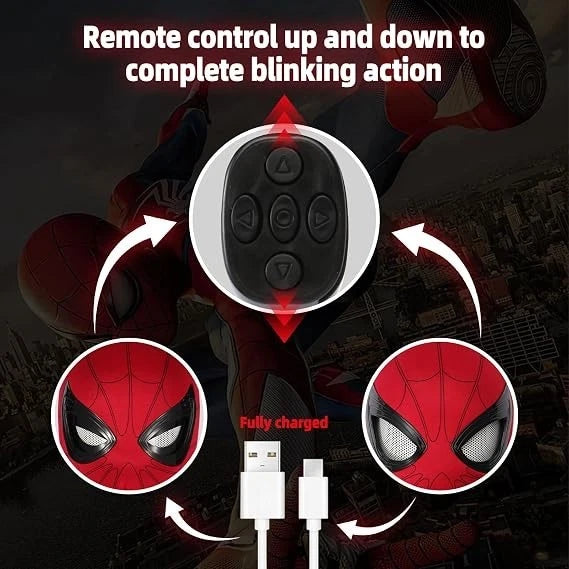 Spider-Man Mask with LED Light Remote Control Moving Eyes Superhero Costume 07FC0E-D4 - KOEEK