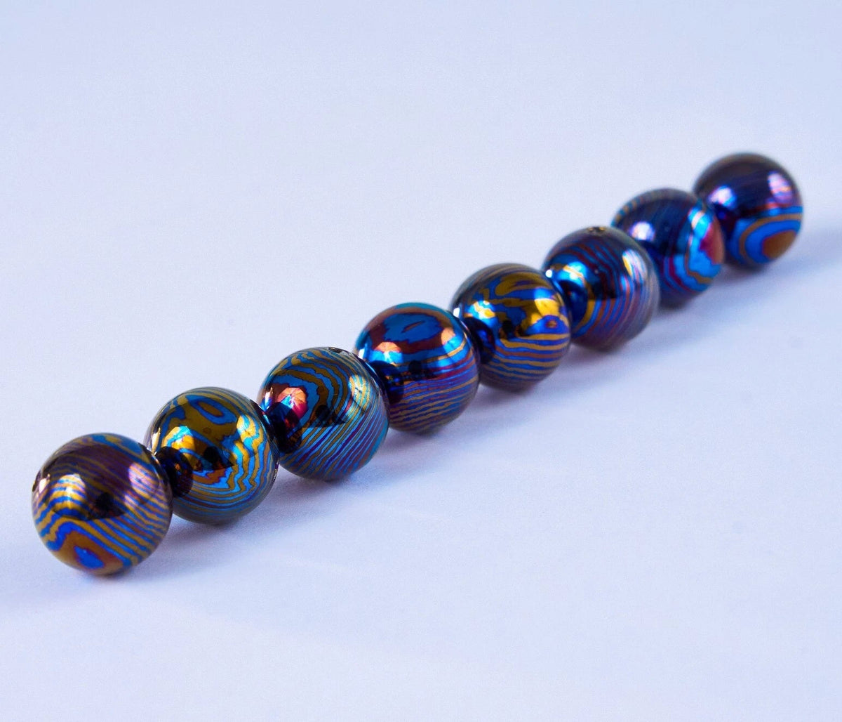 Titanium Damascus Bead Timascus round bead - Mokuti 6-22mm Bead 07FC0E-D4 - KOEEK