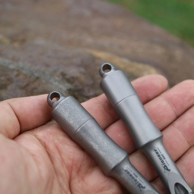 EDC Titanium Alloy Keychain Whistle w/ Waterproof Storage Box Outdoor Multi Uses 07FC0E-D4 - KOEEK