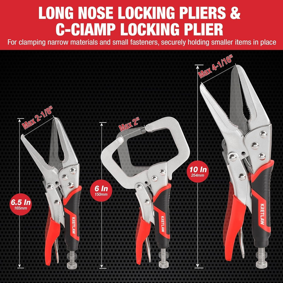 new Vice Grips Pliers Set - 6-Piece Including 6-1/2" & 9-1/2" Long Red, Grey 07FC0E-D4 - KOEEK